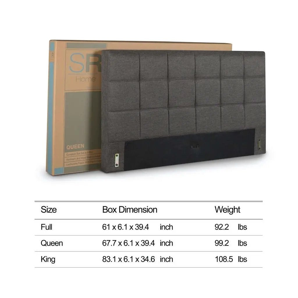 King size Dark Grey Upholstered Platform Bed with Headboard - Tampa Home & Garden Store
