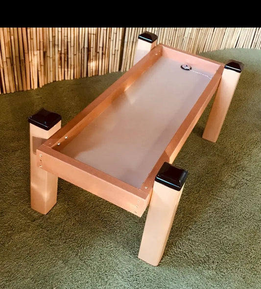 Kids' Station Outdoor Sand and Water Trough with natural wood frame and gray trough on Tampa Home & Garden Store