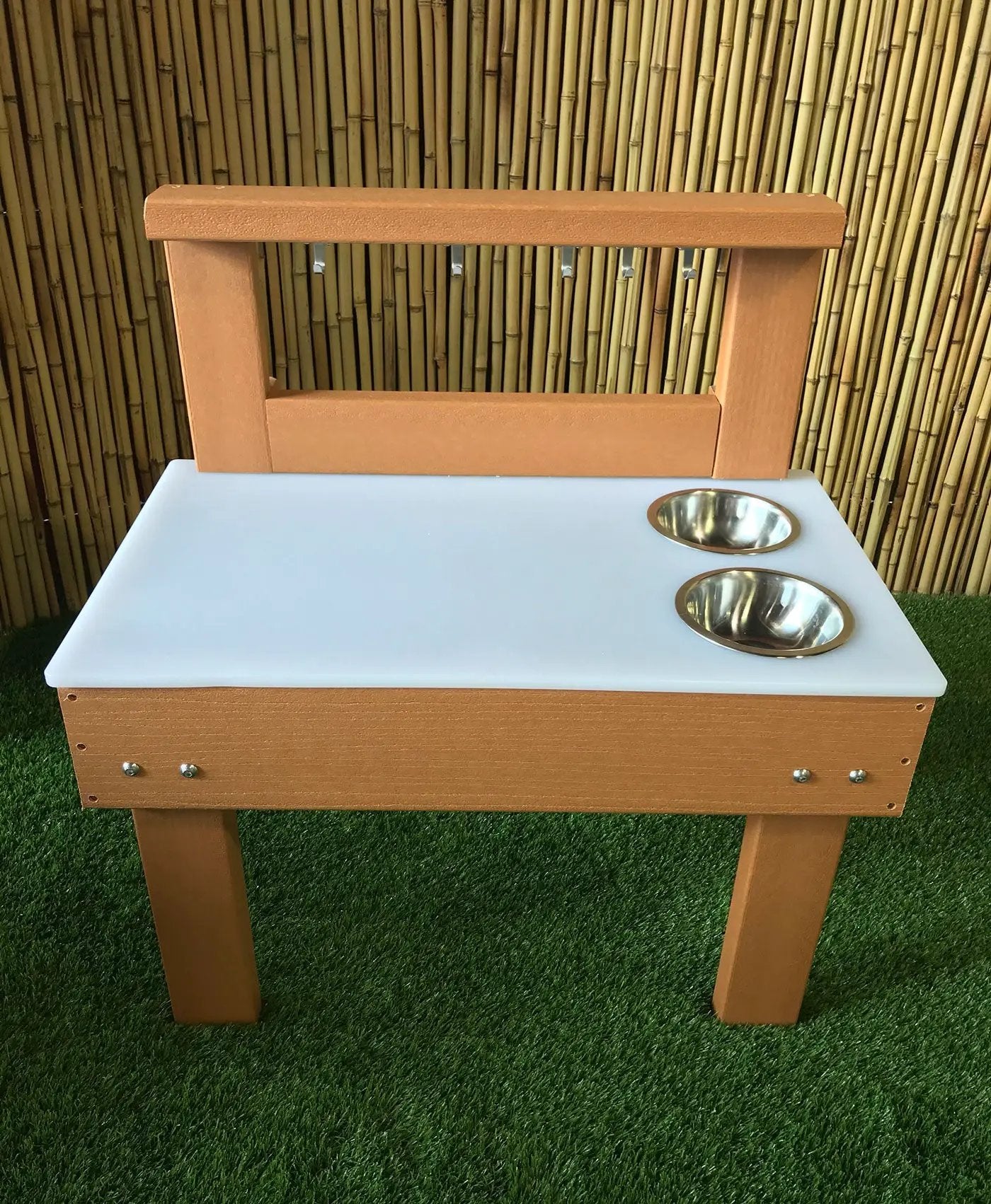 Kids' Station mud kitchen, two stainless bowls, outdoor play on Tampa Home & Garden Store