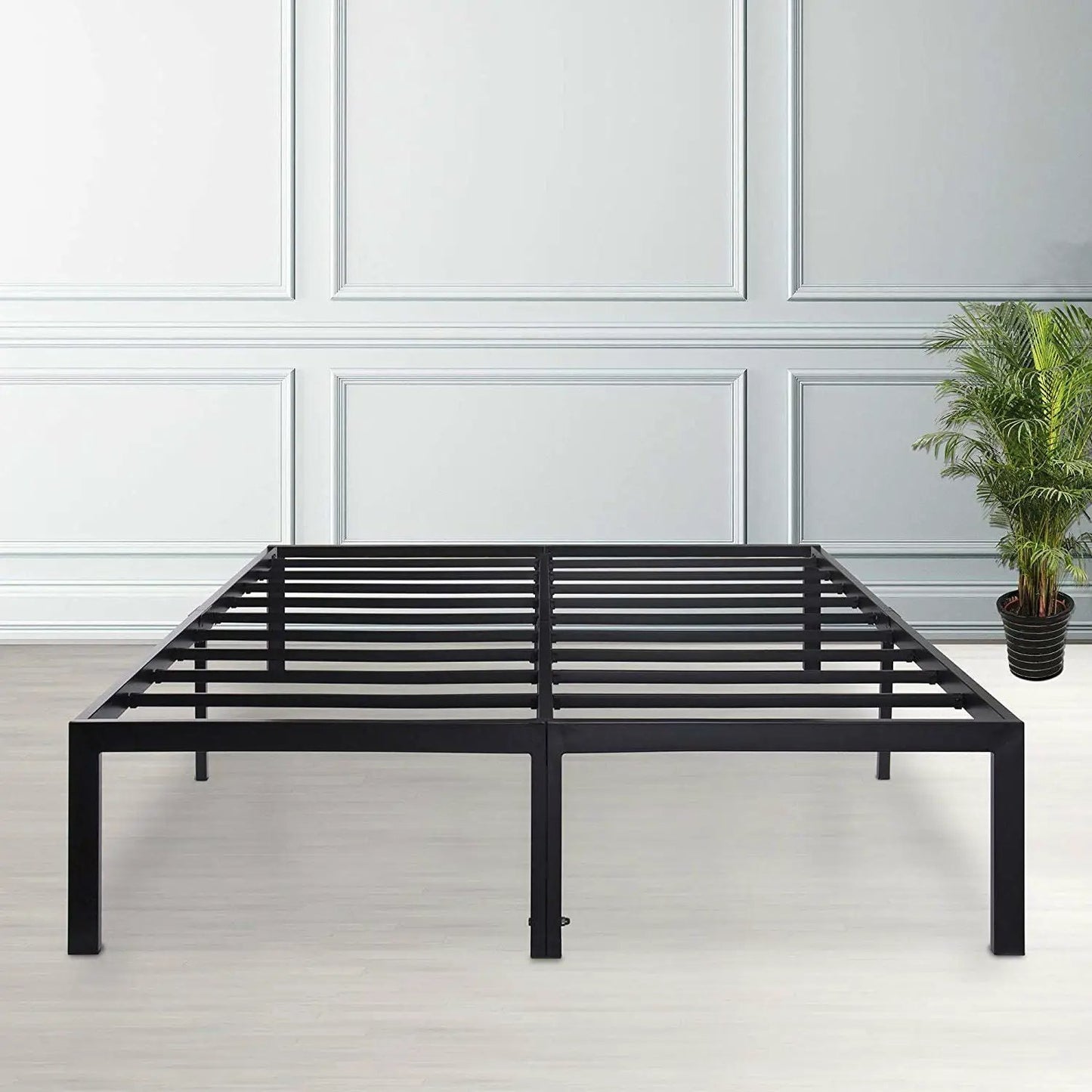 King size Modern Heavy Duty Black Metal Platform Bed Frame - Tampa Home & Garden Store