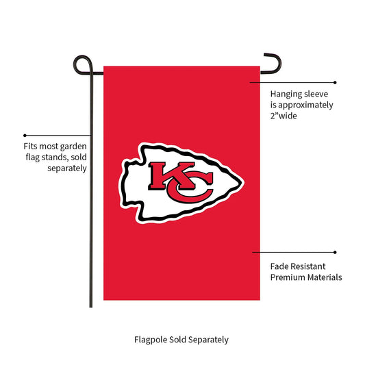 Kansas City Chiefs Applique Garden Flag red background with KC logo Evergreen Enterprises on Tampa Home & Garden Store