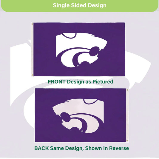 Kansas State University Estate Flag 3x5 purple Powercat logo sublimated flag on Tampa Home & Garden Store
