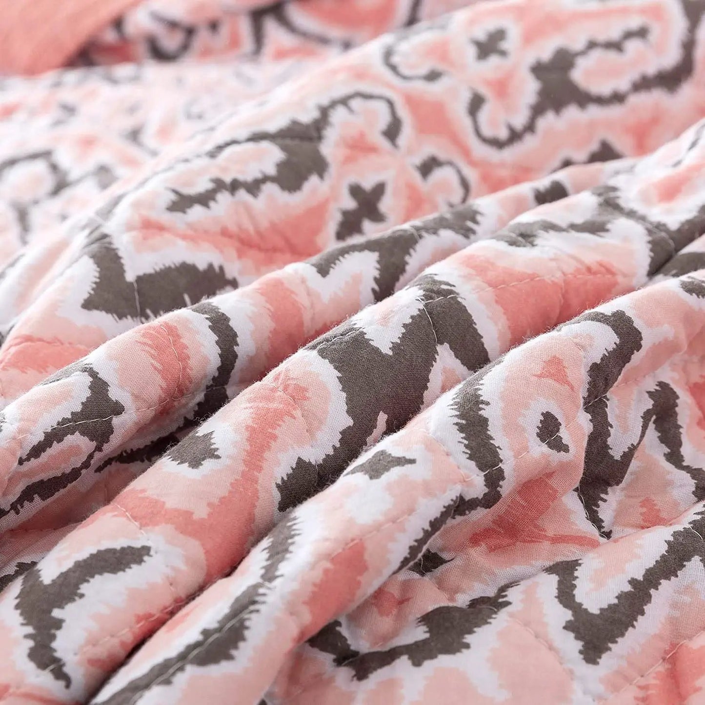 Kasentex Cotton Summer Floral Reversible Bedding Set pink gray white floral pattern on Tampa Home & Garden Store