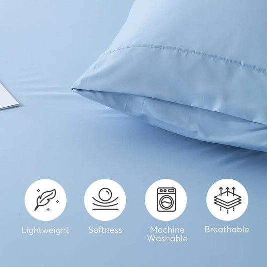 Kasentex All Season Deep Pocket Fitted Sheet Set in light blue with pillowcases on Tampa Home & Garden Store