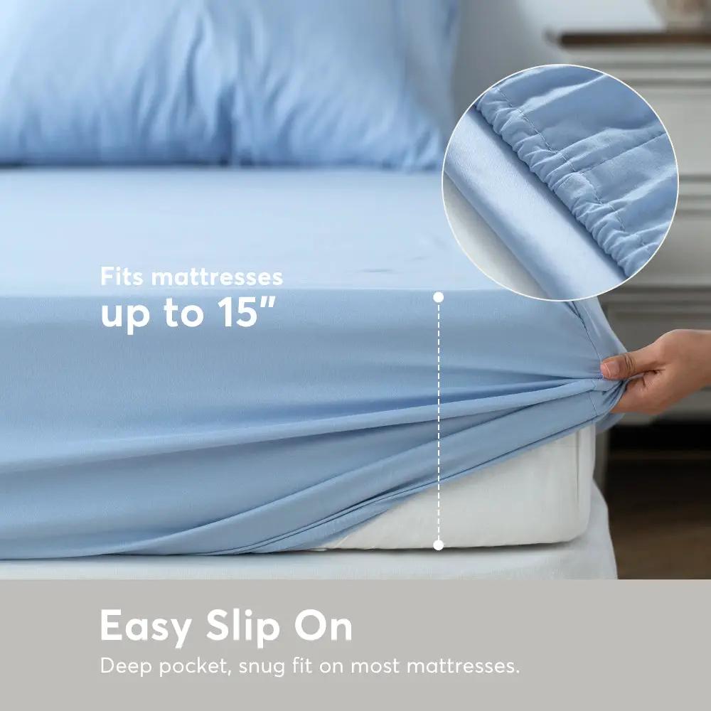 Kasentex sheet set light blue deep-pocket fitted fits up to 15 inches on Tampa Home & Garden Store