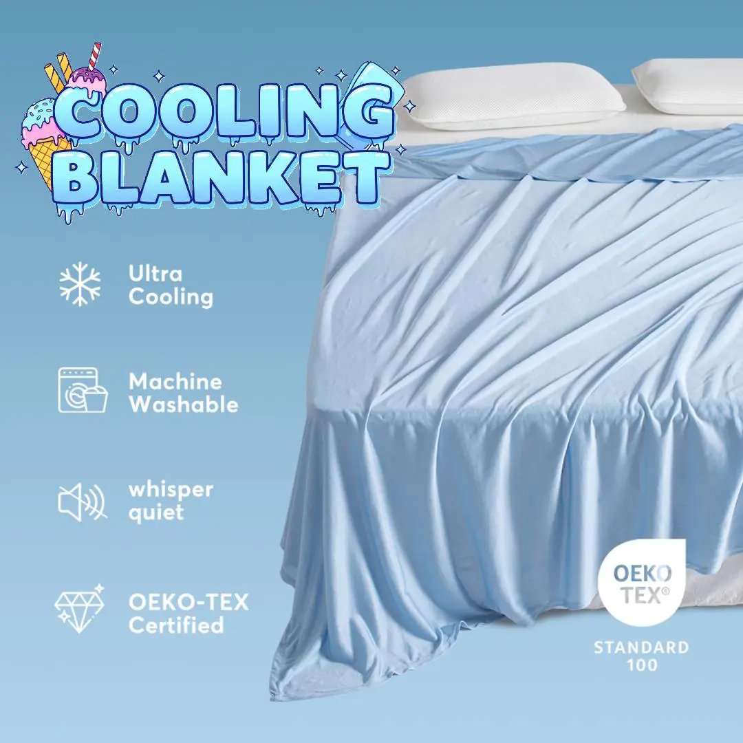 Kasentex All Season Cooling Throw Blanket, light blue, breathable ultra-soft fabric on Tampa Home & Garden Store