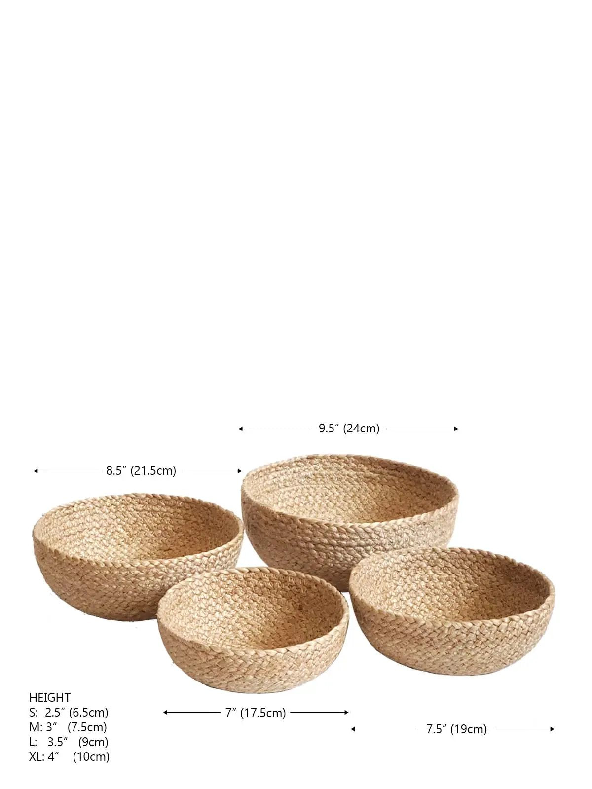 Kata Handcrafted Jute Candy Bowls Set of 4 in natural color for storage by KORISSA on Tampa Home & Garden Store