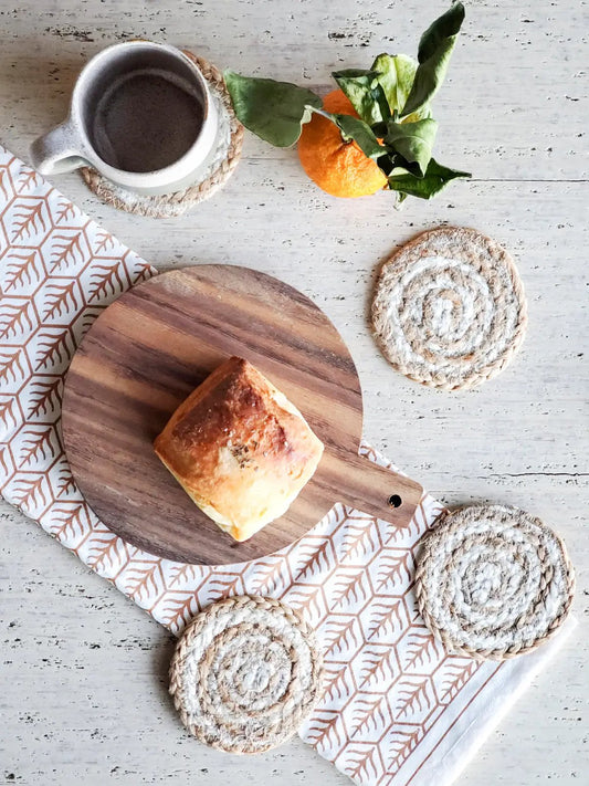 Kata Spiral Drink Coasters natural woven rope set of four on Tampa Home & Garden Store