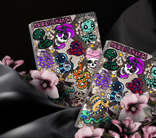 Kawaii Snakes Sticker Sheet- Goth Cutie Creepers - Tampa Home & Garden Store