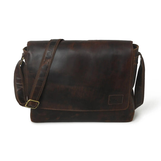 Kayden Messenger Bag dark brown buffalo leather with adjustable strap by Classy Leather Bags on Tampa Home & Garden Store