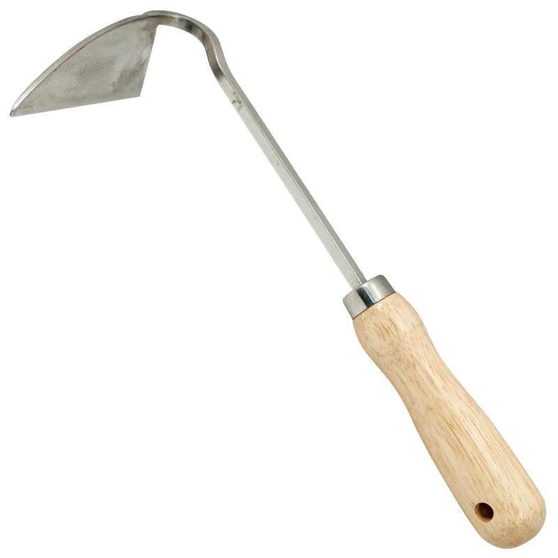 Ken Ho Garden Weeder wooden handle curved steel blade for precision weeding on Tampa Home & Garden Store