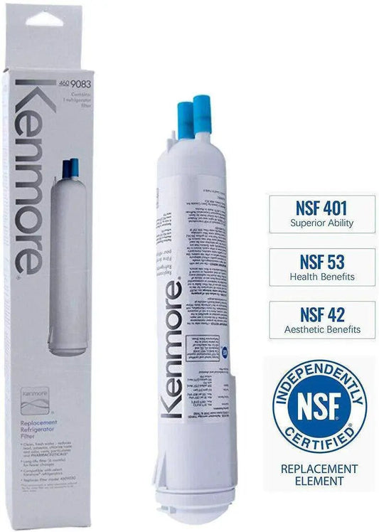 Kenmore 9083 refrigerator water filter cartridge, 2pc, white with blue ports, NSF certified on Tampa Home & Garden Store