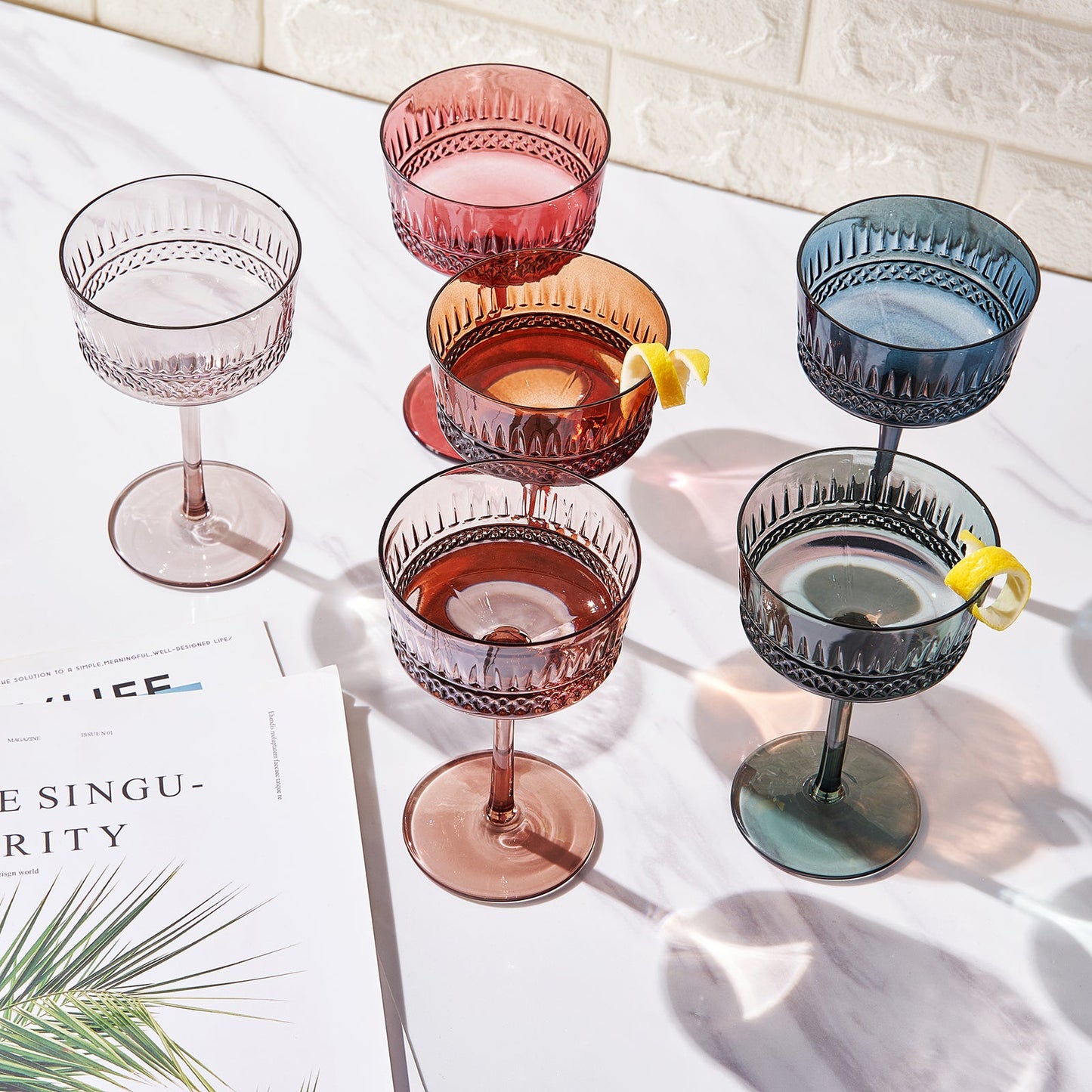 Tonal Crystal Coupe Cocktail Glasses Set of 6