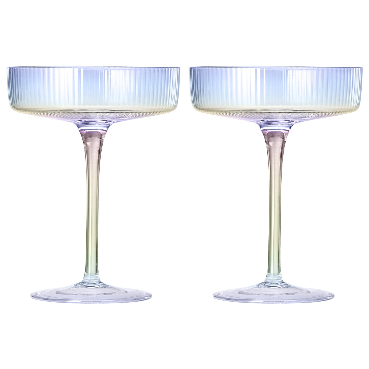 Como Ribbed Iridescent Cocktail Glasses Set of 2