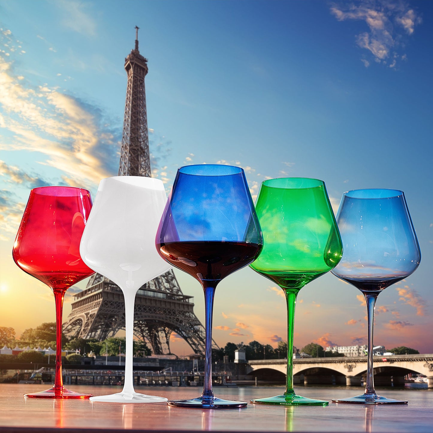 Stagioni Paris Set of Five Stemmed Wine Glasses