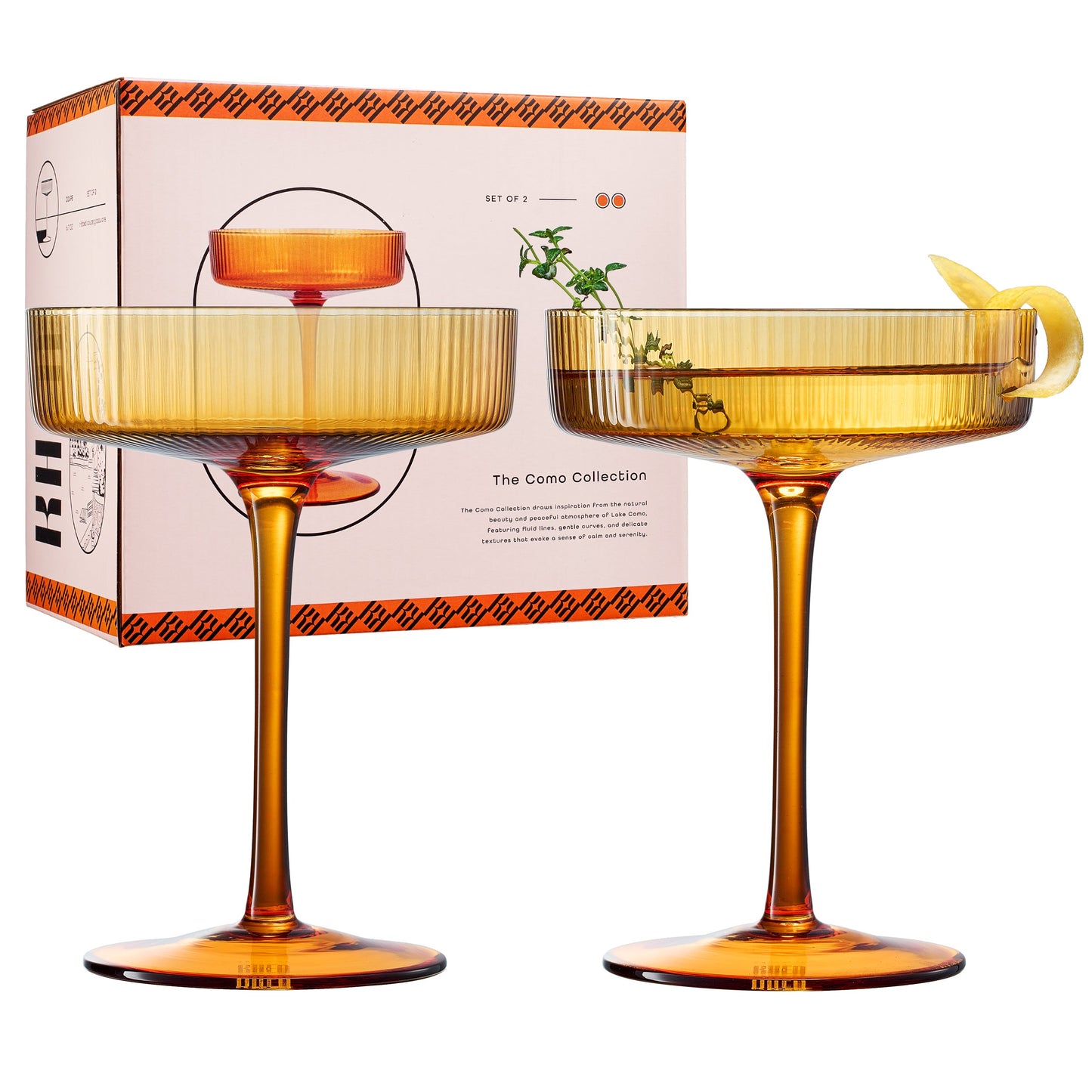 Como Champagne Coupe Cocktail Glasses Set of Two