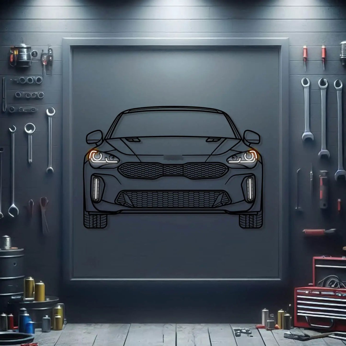 2019 Stinger GT front view neon car wall art by Modello Turbo on Tampa Home & Garden Store