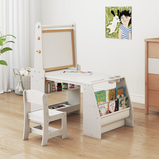 Kids Art Table and Chair Set with Easel and Chair for Drawing Reading - Tampa Home & Garden Store