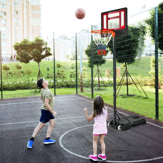 Basketball hoop orange rim adjustable height 4.3 to 8.2 ft portable wheeled base on Tampa Home & Garden Store