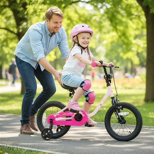 Kids bike with pink frame and training wheels, 12/14/16 inch, for ages 3-7, DirectDeals on Tampa Home & Garden Store