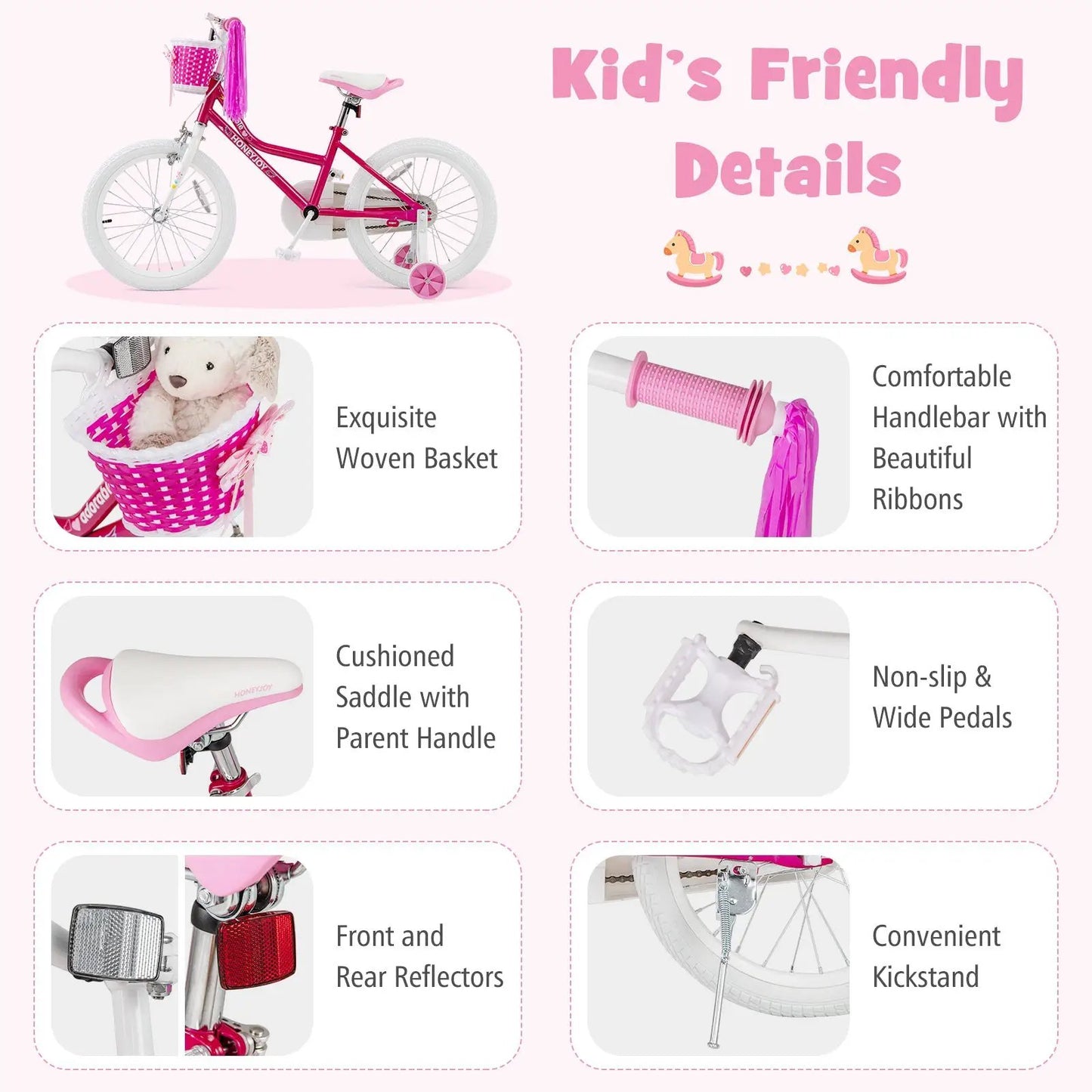 Kids Bicycle 18 Inch Toddler and Kids Bike with Training Wheels for 6-8 Year Old Kids-Pink - Tampa Home & Garden Store