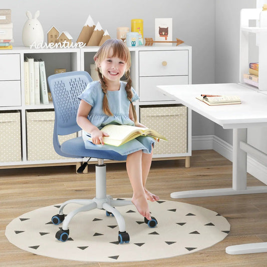 Ergonomic Kids Study Chair with Adjustable Height by DirectDeals, blue mesh back and 5 wheels on Tampa Home & Garden Store