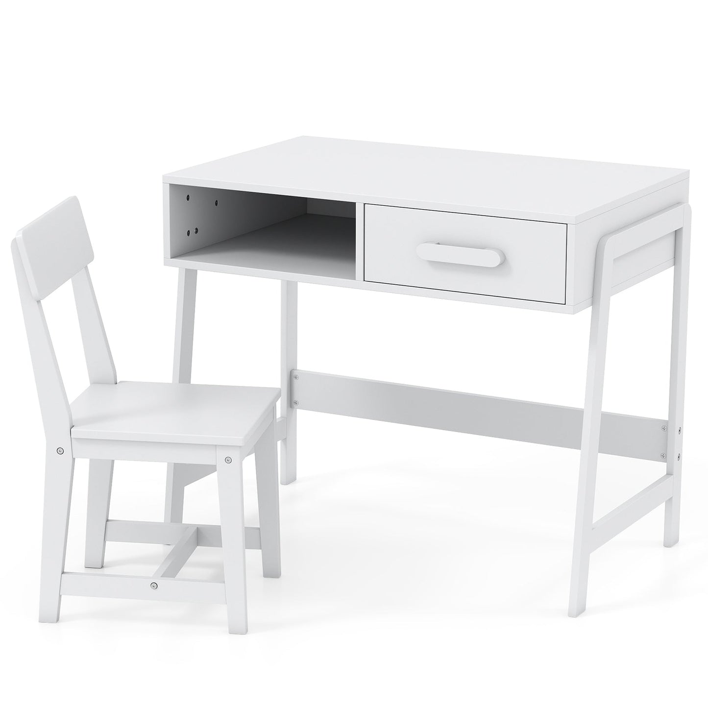 Kids Desk and Chair Set with Storage Drawer and Hutch