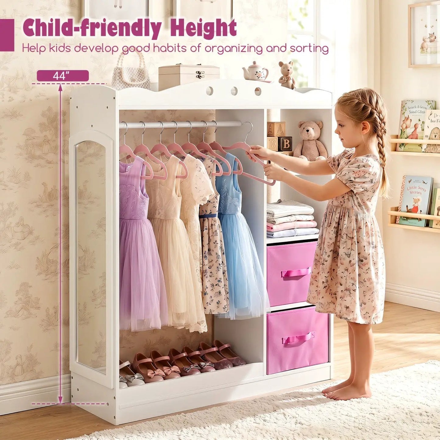 Kids Dress Up Storage with Full Length Mirror