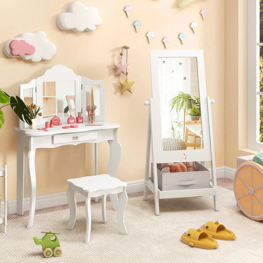 Kids 360 Degree Rotatable Mirror with Storage white vanity DirectDeals Mirrored Vanities on Tampa Home & Garden Store