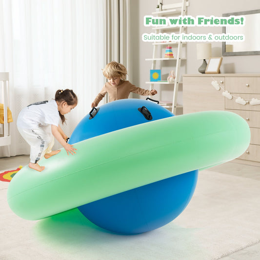 7.5 Foot Giant Inflatable Dome Rocker Bouncer with 6 Built-in Handles for Kids-Green - Tampa Home & Garden Store