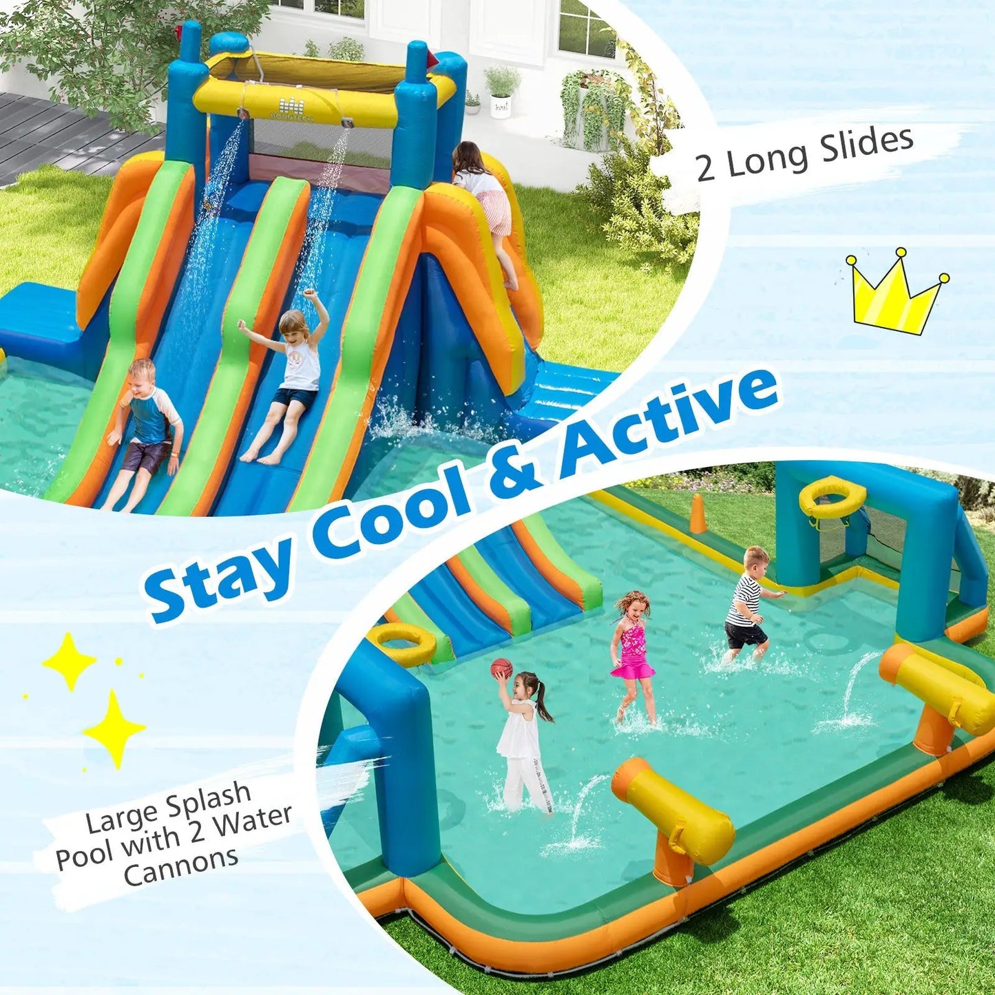Kids inflatable water slide with 2 long slides in blue and orange by DirectDeals on Tampa Home & Garden Store