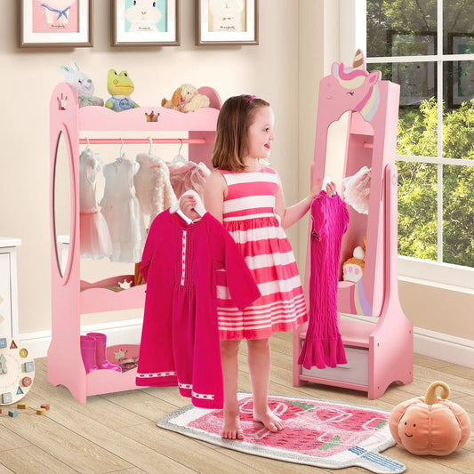 DirectDeals Kids Jewelry Armoire pink unicorn design with storage and tilt angles on Tampa Home & Garden Store