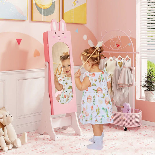 Kids Jewelry Armoire Cabinet pink with bunny-ear mirror and 2 tilt angles DirectDeals on Tampa Home & Garden Store