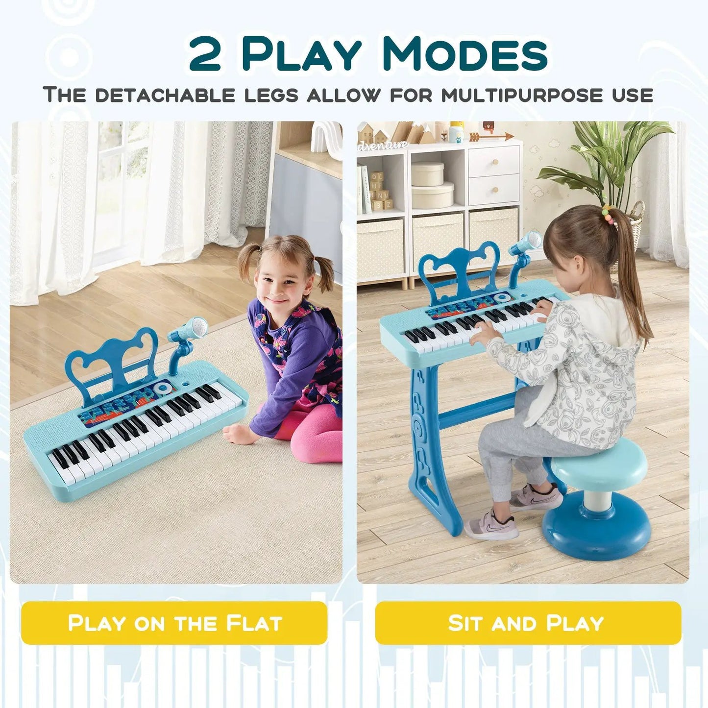 Kids blue 37-key piano keyboard toy with microphone for ages 3+, DirectDeals on Tampa Home & Garden Store