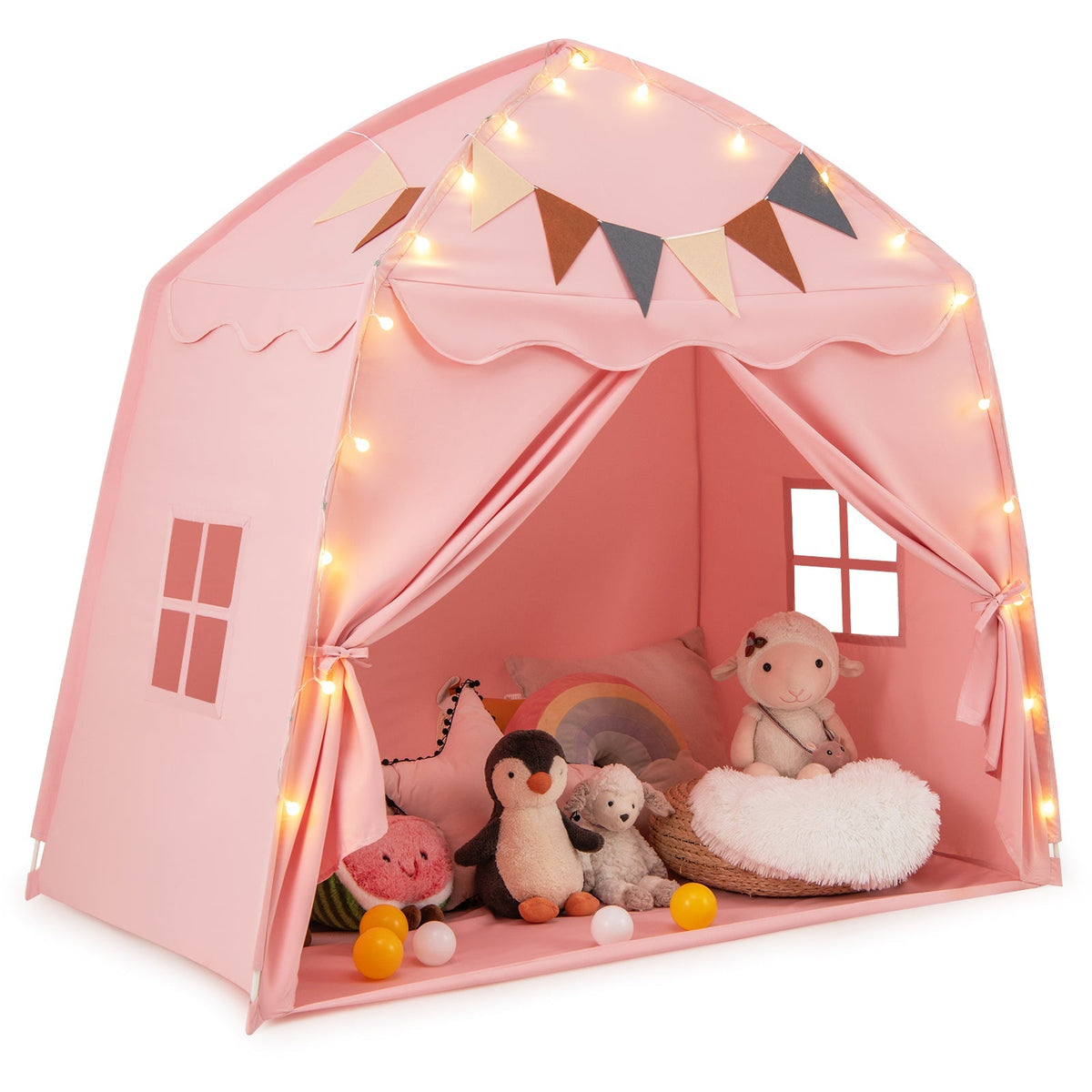 GemGear pink kids play tent bed tent with string lights, extra large playhouse on Tampa Home & Garden Store