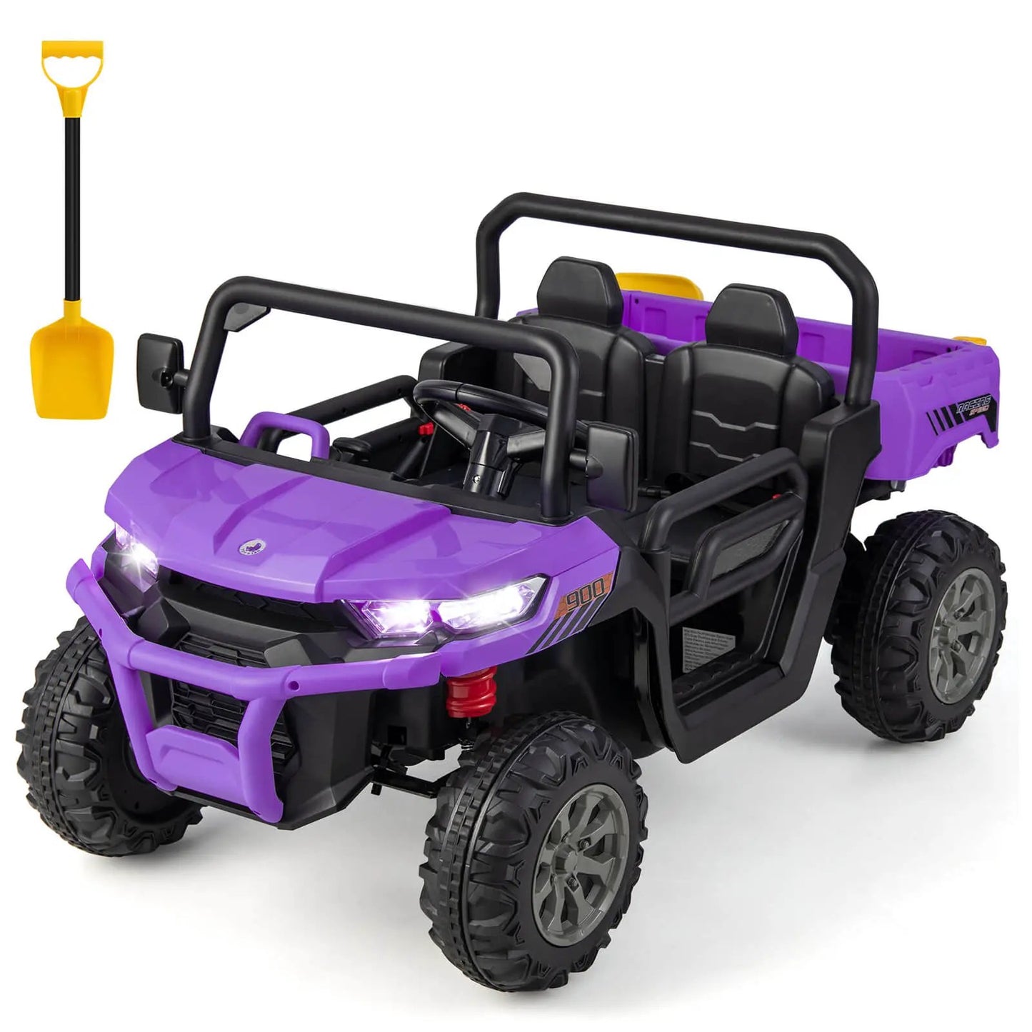 2-Seater Kids Ride On Dump Truck with Dump Bed and Shovel-Black - Tampa Home & Garden Store