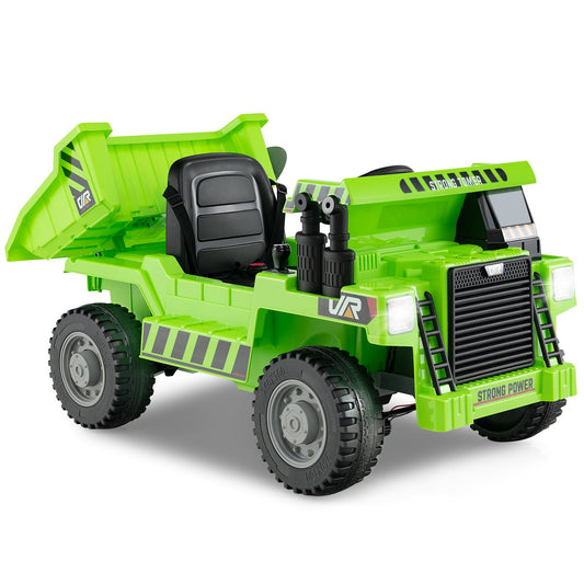 Kids Ride on Dump Truck 12V Ride on Car with Electric Dump Bed-Green - Tampa Home & Garden Store