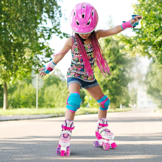 Kids adjustable quad roller skates with light-up wheels in pink and white, DirectDeals on Tampa Home & Garden Store