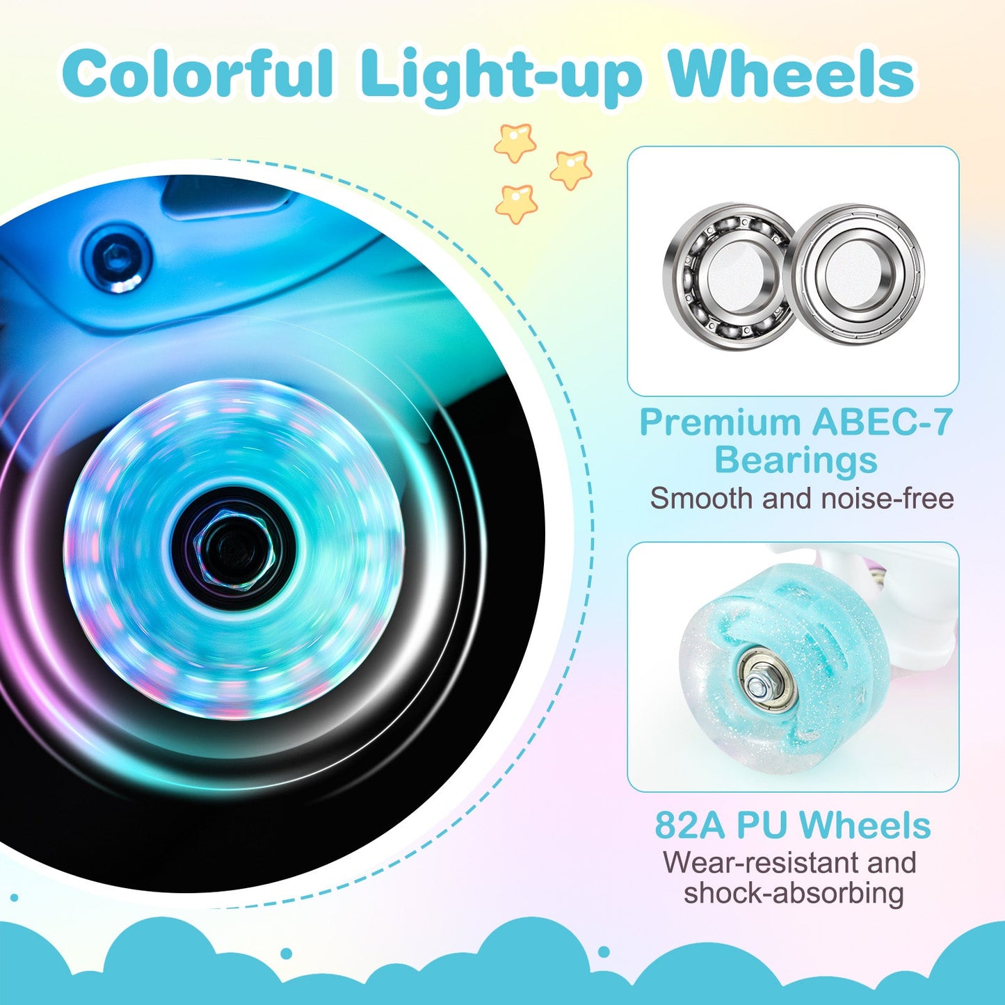 Kids Adjustable Quad Roller Skates with Colorful Light-up Wheels on Tampa Home & Garden Store