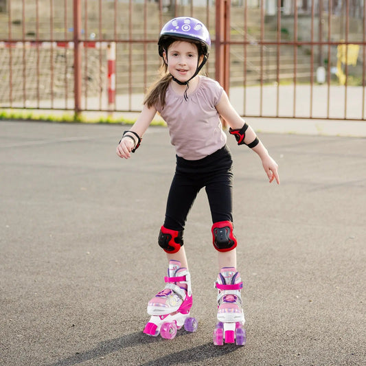 Kids adjustable quad roller skates with lights, pink and purple, DirectDeals on Tampa Home & Garden Store