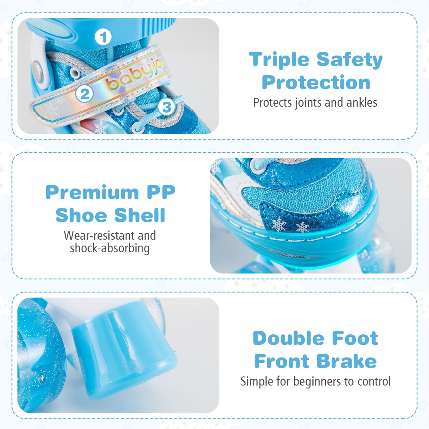 Kids blue adjustable roller skates with light-up wheels on Tampa Home & Garden Store