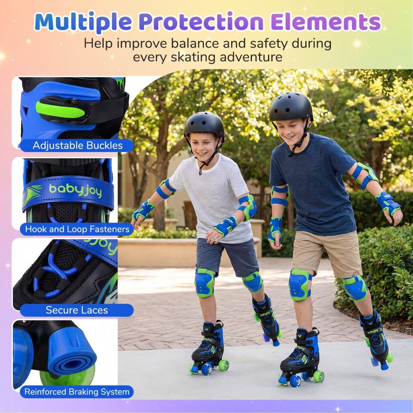 Kids adjustable quad skates with light up wheels in blue and black; DirectDeals on Tampa Home & Garden Store
