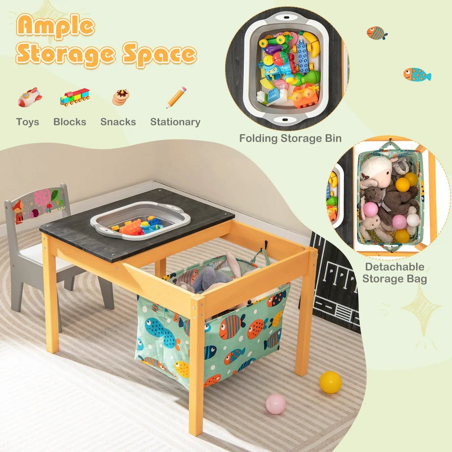 3-in-1 Kids Sand Water Activity Table with Foldable Storage Bin - Tampa Home & Garden Store