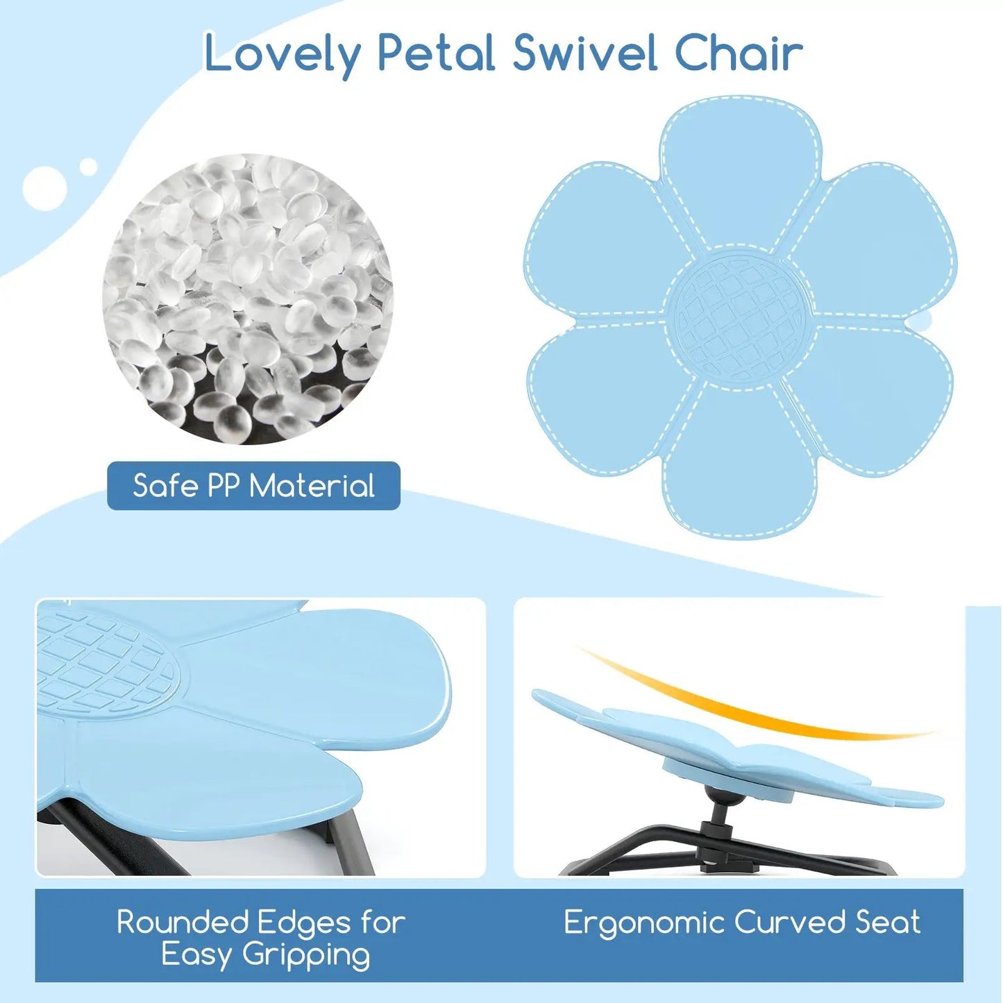 Kids Sensory Swivel Chair Elephant Petal 360° Spinning Chair-Blue - Tampa Home & Garden Store