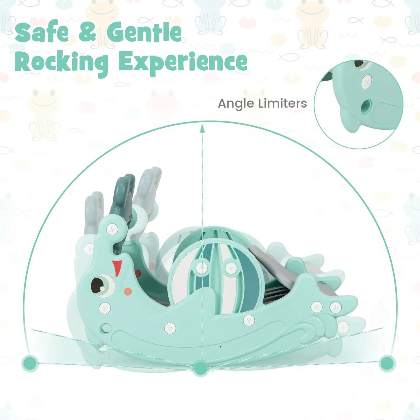 3-in-1 Kids Slide Rocking Horse Set Convertible Toddler Slide with Basketball Hoop-Green - Tampa Home & Garden Store