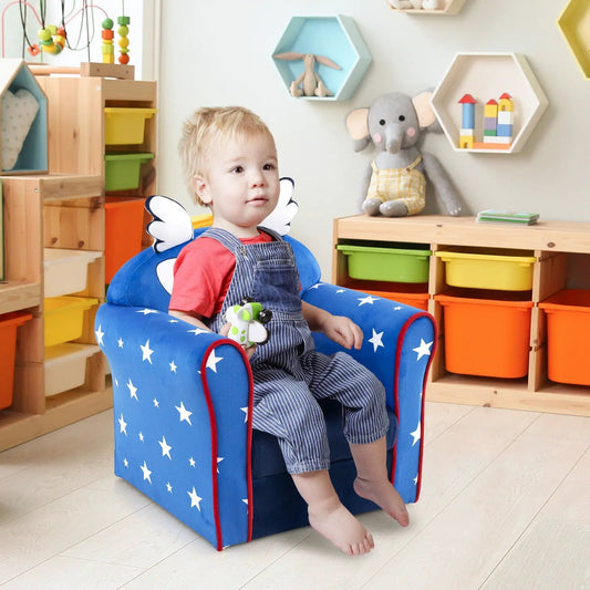 Original Kids Sofa With Armrest and Thick Cushion in blue star print, DirectDeals play sofa on Tampa Home & Garden Store