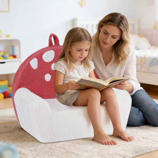 Kids Sofa Toddler Foam Couch with pink fleece cover and white polka dots DirectDeals on Tampa Home & Garden Store