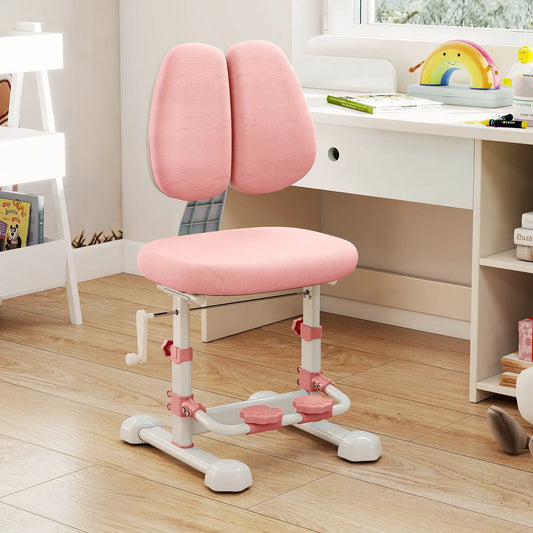 Kids study chair with adjustable double backrest and pink upholstery with footrest on Tampa Home & Garden Store