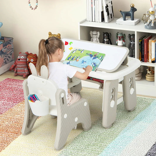 Kids Table and Chair Set With Flip Top Bookshelf in white by DirectDeals on Tampa Home & Garden Store