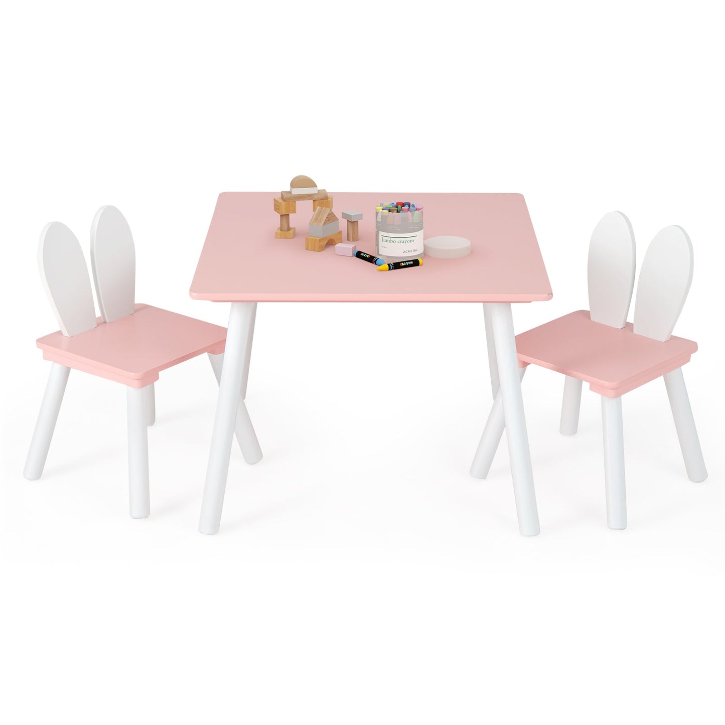 Kids Table and Chairs Set For Arts and Crafts pink tabletop white legs 3-piece DirectDeals on Tampa Home & Garden Store